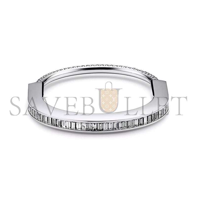 TIFFANY LOCK BANGLE IN WHITE GOLD WITH BAGUETTE AND PAVÉ DIAMONDS 72341937